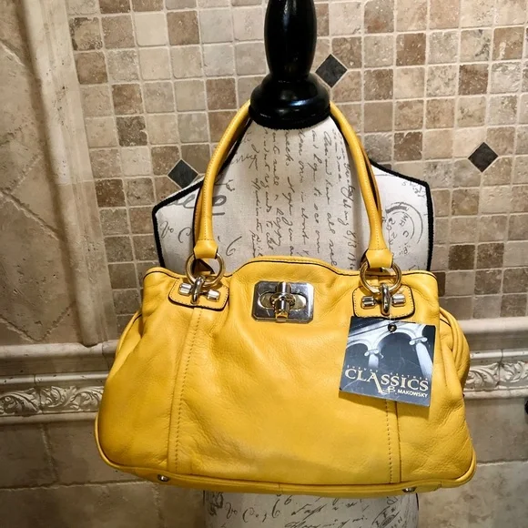 B Makowsky Douglas Leather Satchel Purse